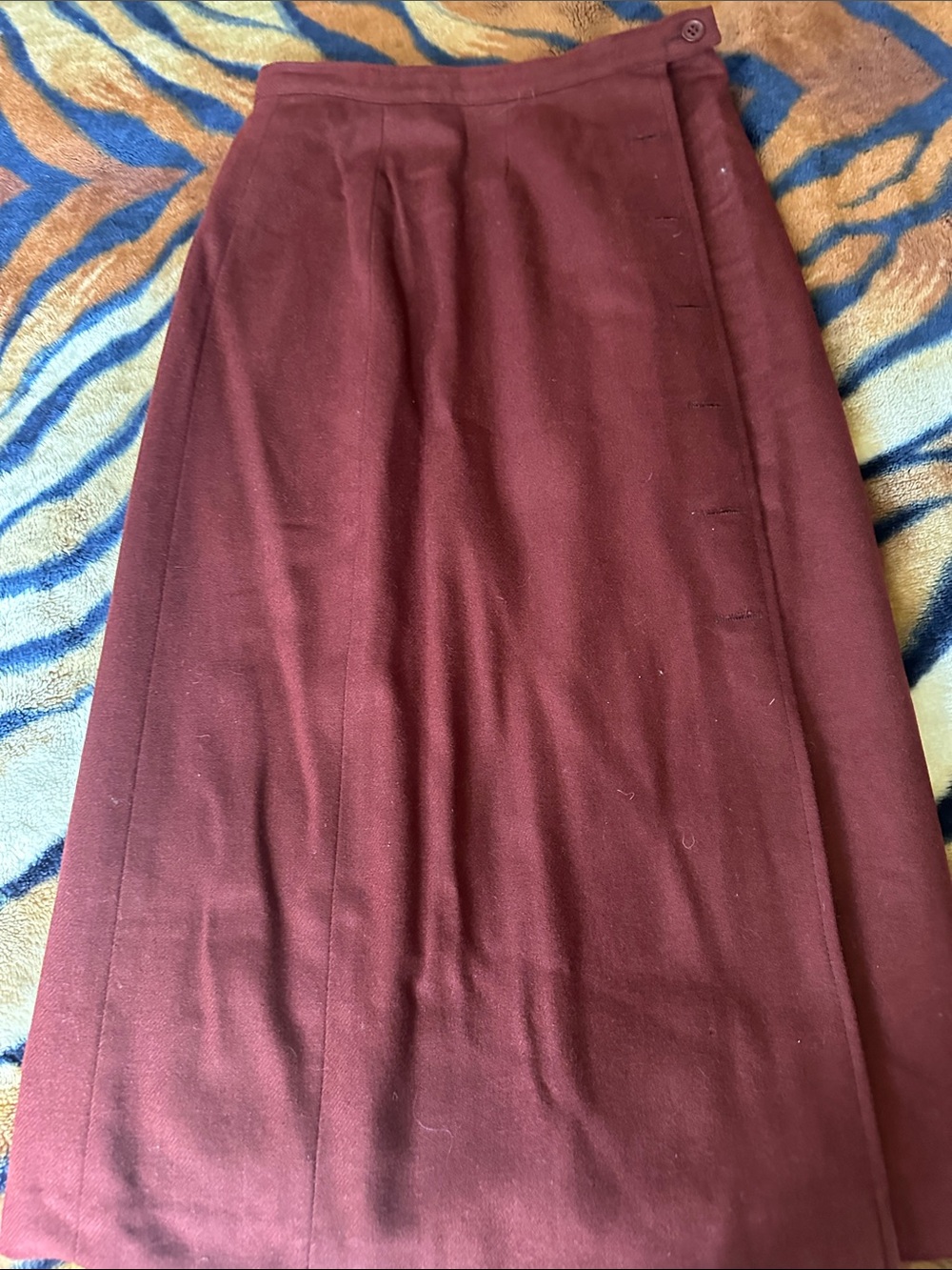 Women's Burgundy Midi Skirt - Classic A-Line Pencil